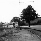 Ein typischer LOWA-Zweiwagenzug fährt aus Gehlsdorf kommend am Dierkower Damm.  (Archiv: Rostocker Nahverkehrsfreunde)